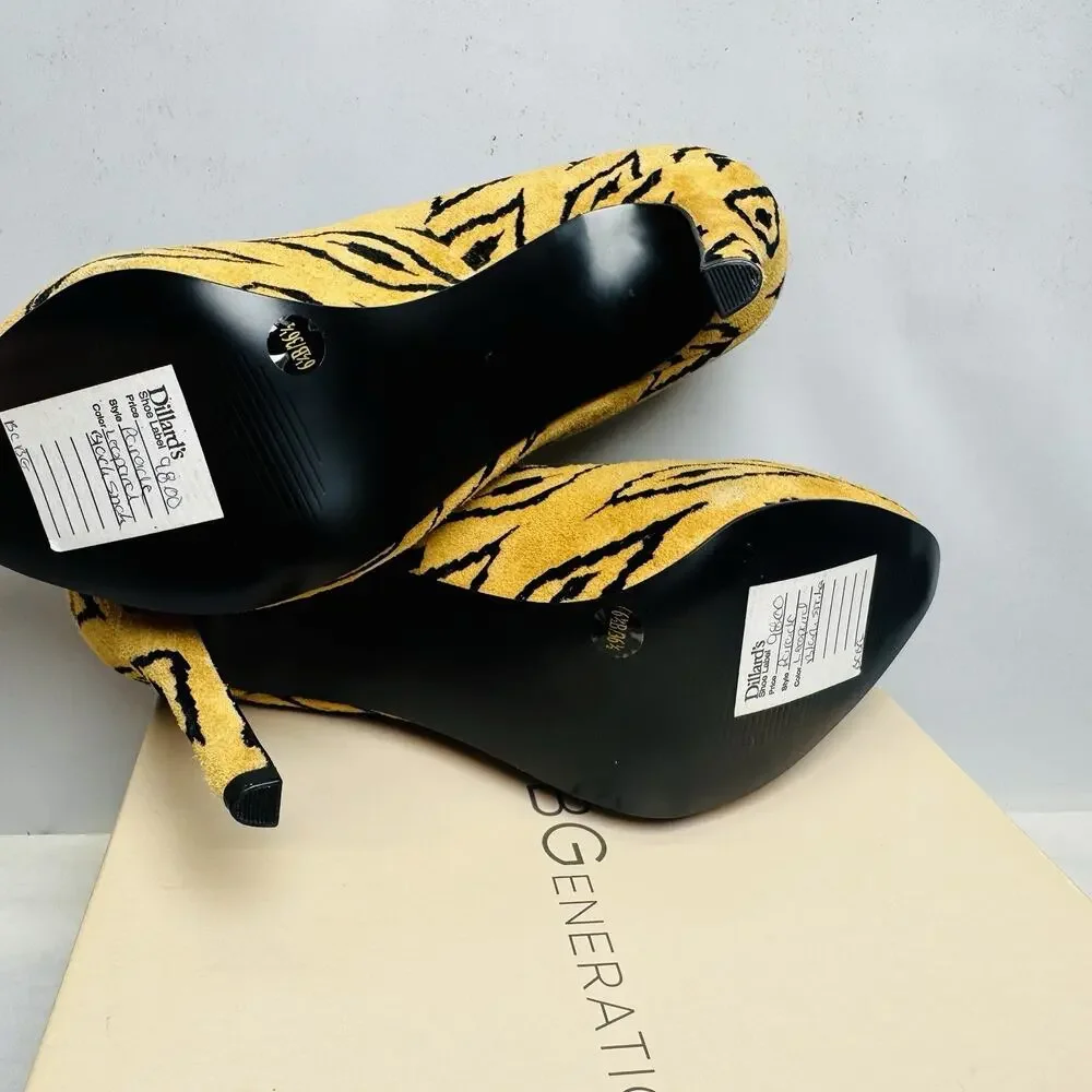 BCBGeneration BCBG Pumps Shoes Stiletto Women Size 6.5 M‎ Brown Black Zebra
